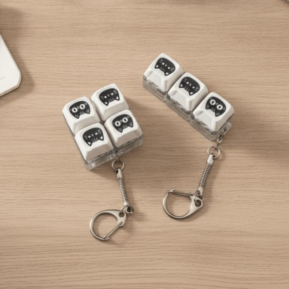 with Metal Buckle Black Cat Keyboard Key Chain Crispy Rebound Voice Keyboard Fidget Toy Student