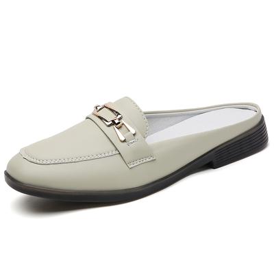 Модные новые весенние и летние полутапочки из кожи женские повседневные туфли на плоской подошве легкие нескользящие прогулочные женские сандалии большого размера одинарные туфли