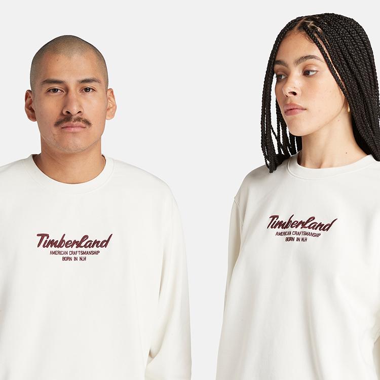 Timberland Повседневная толстовка с круглым вырезом из махровой ткани унисекс, винтажно-белая A6K5D-CM9