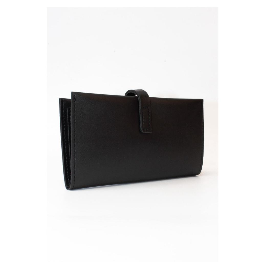 Soft Leather Orange Women's Wallet Accessory With Snap Fasteners, Multi-compartments, Zipper In The Middle And Phone Holder