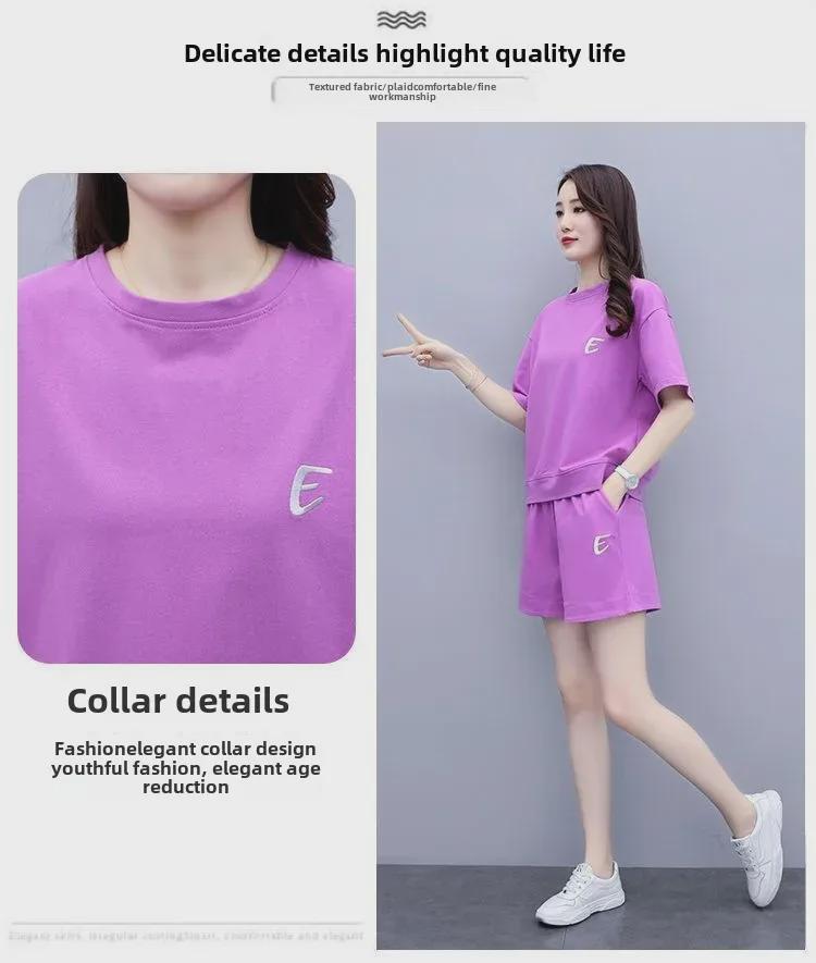 Женский летний вышитый комплект из двух предметов: Топ с короткими рукавами и повседневные свободные шорты