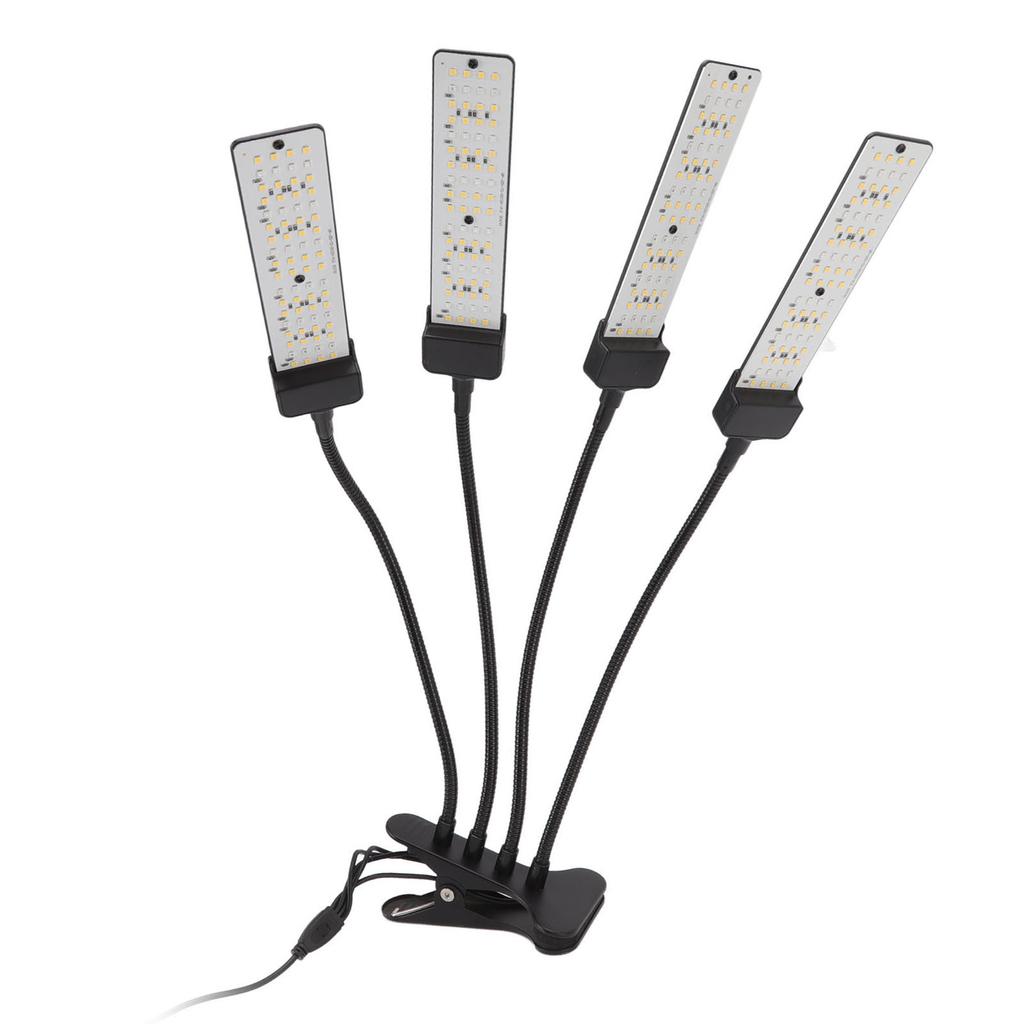 Светодиодный светильник для выращивания растений с 4 головками, гибким полным спектром освещения, 5-ступенчатой регулировкой яркости, зажимом для выращивания растений