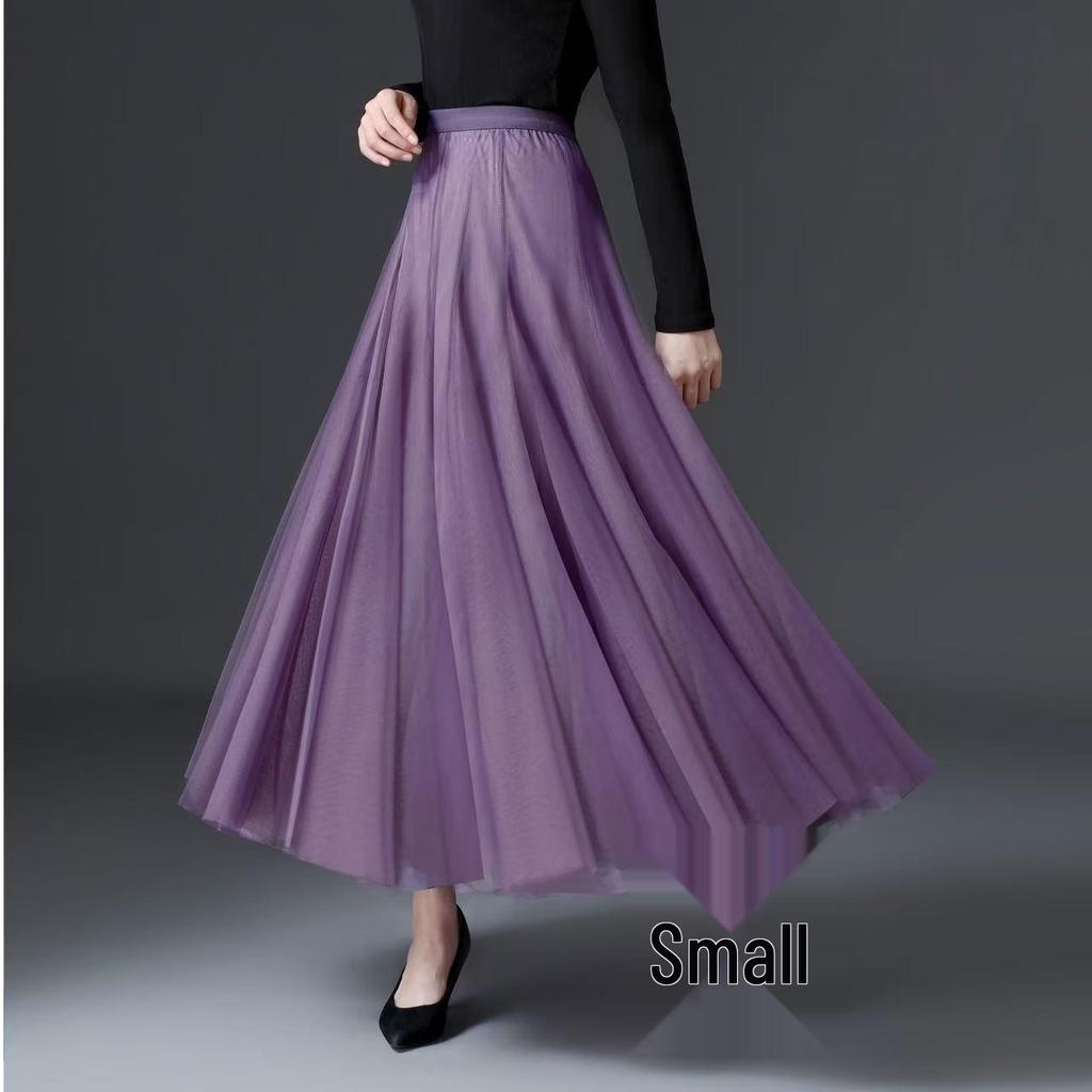Women's 720° High Waist Pleated A-line Skirt - Mid-length, Mesh, Versatile for Dance or Casual Wear