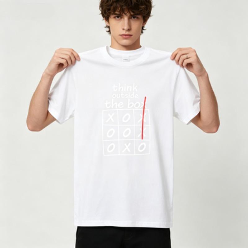 Think Outside The Box Tic Tac Toe Print Modal Unisex Tshirt Soft Casual Daily Tee