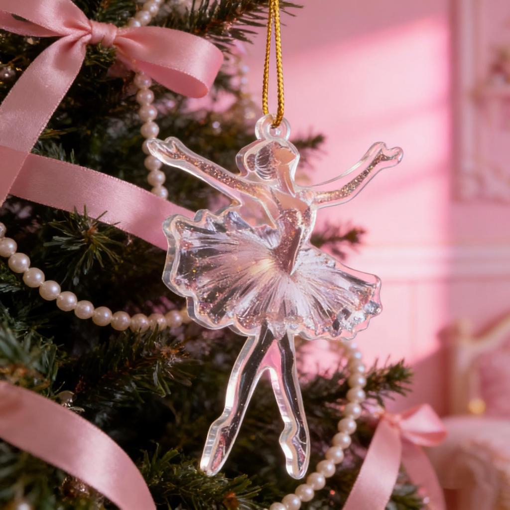 2D Glittering Ballerina Decorative Bauble Christmas Tree Decoration Hanging Ornament