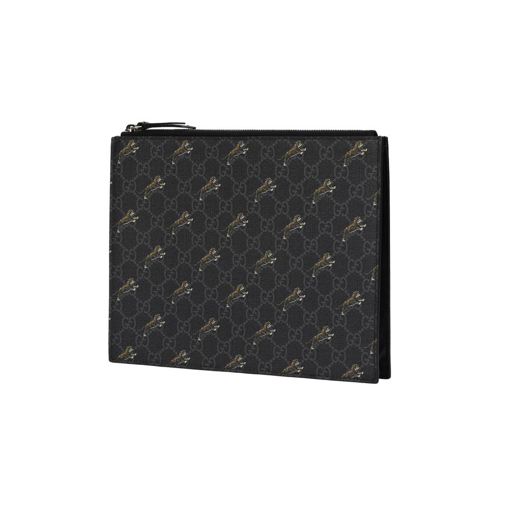 Gucci Клатч из высококачественного канваса с кожаной отделкой Мужской Черный Серый