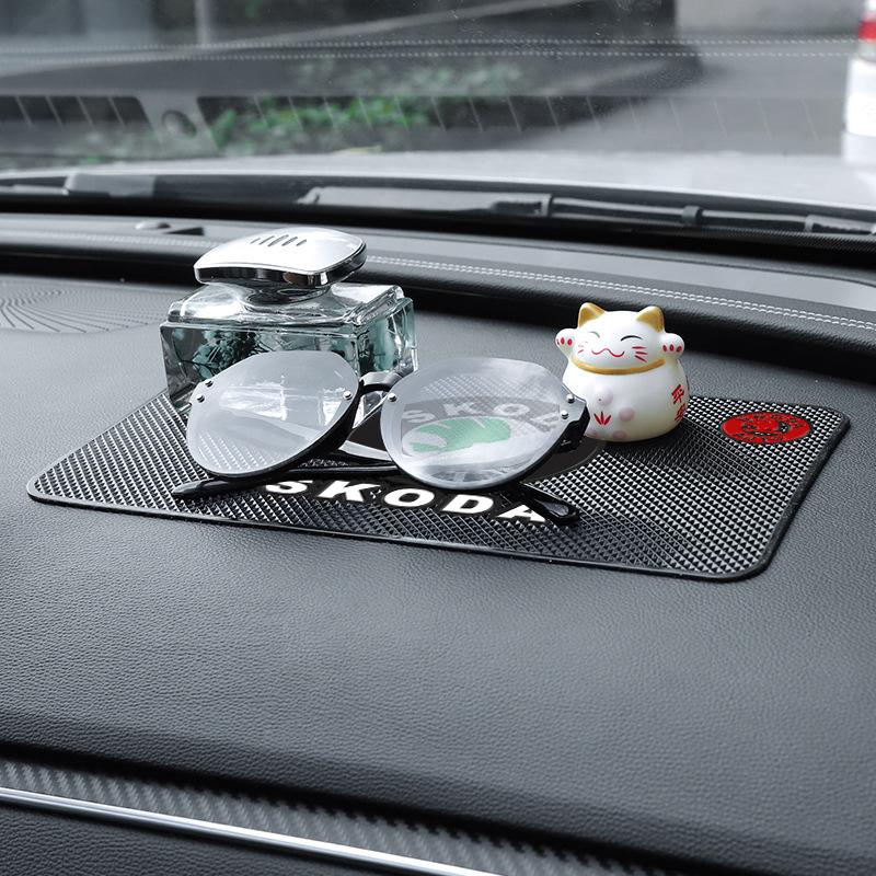 AAFO1 Car Mobile Phone Mat Dashboard Mat Rubber Mat Non-Slip Pad For Skoda Octavia Rapid Kodiaq Karoq Superb Fabia Kamiq VisionS