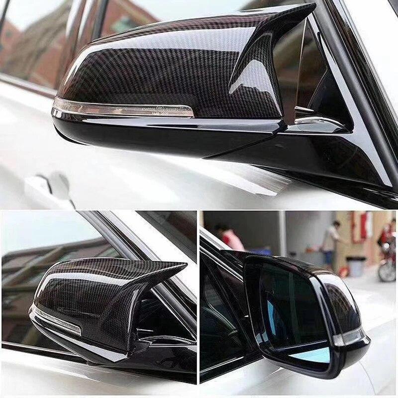 2 Pieces Rearview Mirror Cover Cap Carbon Black for BMW Series 1 2 3 4 X M 220i 328i 420i F20 F21 F22 F23 F30 F32 F33 F36 X1