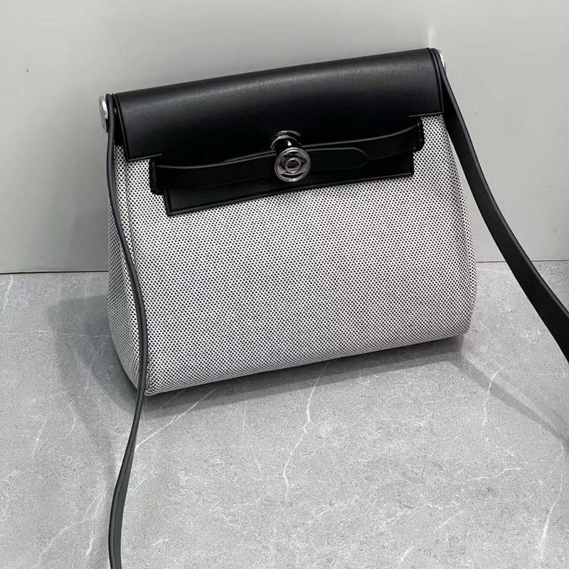 2025 Новинка 22 см сумка из коровьей кожи с холстом и кожей + мини-сумка через плечо из натуральной кожи и ткани