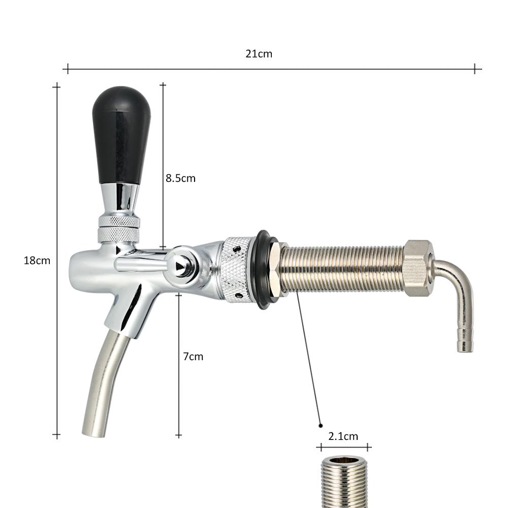 Adjustable Control Chrome Draft Beer-faucet Tap /8 Shank Long Stem Home Brew Keg Tap Beer Faucet Home Brew Tool Accessory