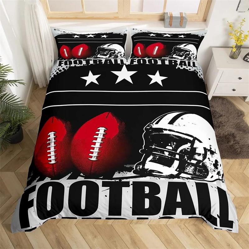 3D American Football King Queen Duvet Cover Ball Sports Bedding Collection For Kids Teens Boy Sport Fans 23Pcs Polyester Quilt Cover