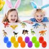 12 Pack Prefilled Easter Eggs with Dinosaur Toys Easter Basket Stuffers Surprise Easter Eggs for Kids Boys Girls