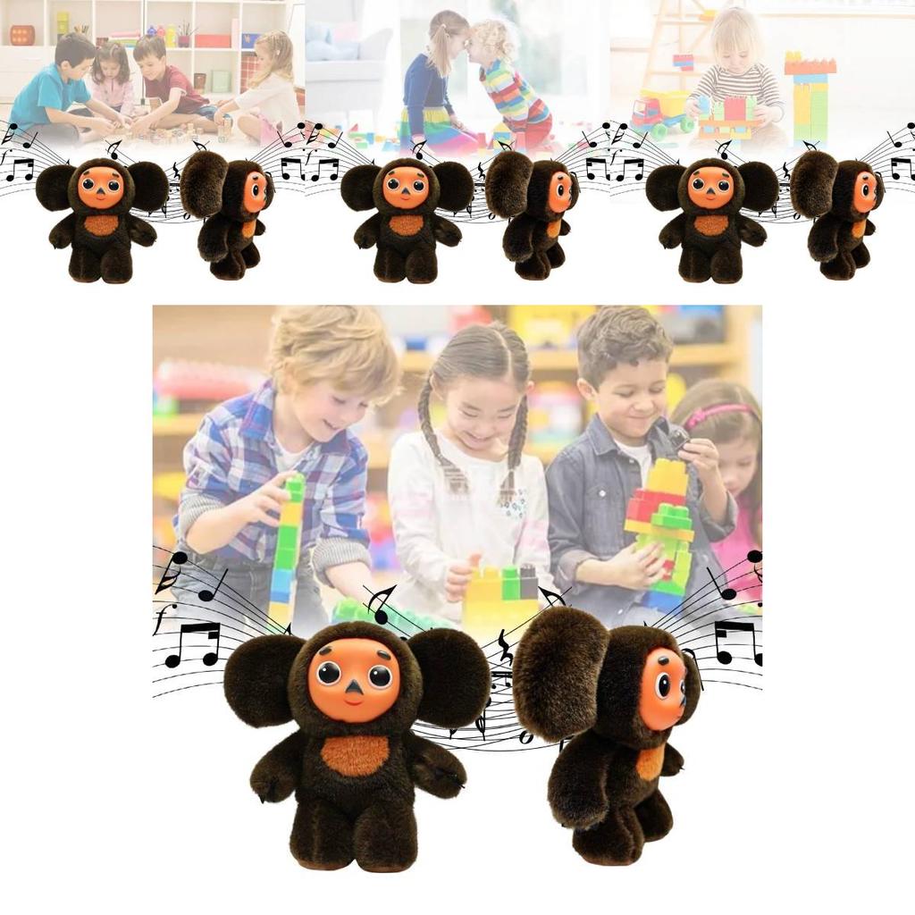 Мягкая и приятная на ощупь плюшевая игрушка Чебурашка с музыкальной функцией глубокого зеленого цвета