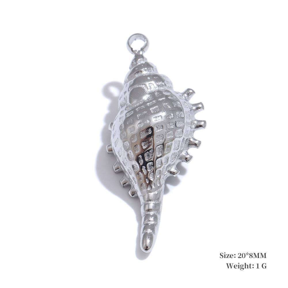 Yhpup Trendy Stainless Steel Metal 18k Gold PVD Plated Waterproof Conch Shell Ocean Palm Charm Accessories DIY Jewelry
