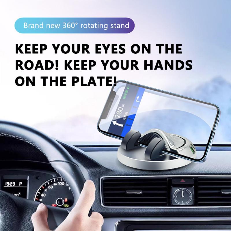 SEAMETAL Car Phone Holder ABS Dashboard Navigation 360 Rotation Parking Number Plate Stable Anti-Slip Universal