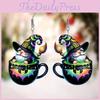 Halloween Themed Tea Cup Wizard Pattern Women Acrylic Earrings For Holiday Dress Up