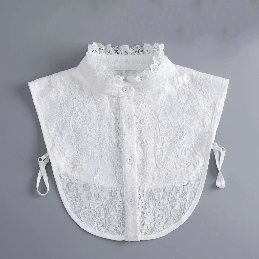 Hollow Lace Chiffon Doll Cotton Fake Collar Blouse Sweater Detachable Shirt Collar False Collar Lapel Women Top Collars Decor
