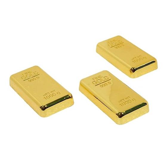 Pack of 3 Gold Bar Paper Weight for Office Table, Stylish Gift for Men, Women, Fancy Gifts for Birthday, Anniversary, Jewellery Shop Decoration