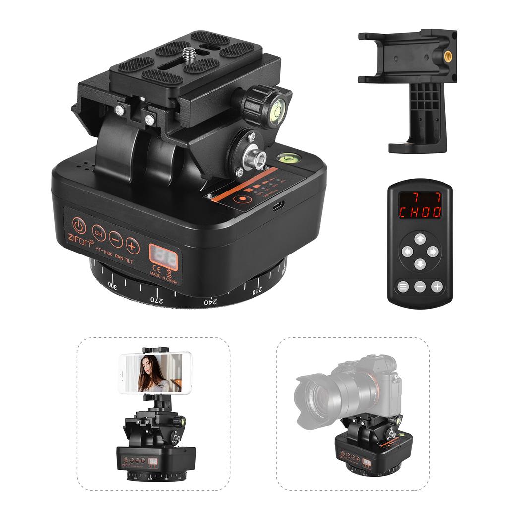 ZIFON YT-1000 2.4G Wireless Control Automatic Tripod Head 360 Degrees Rotatable Motorized Panoramic Head