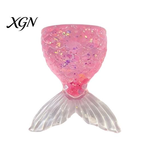 Stress Relief Hand Toy Transparent Fish Tail Squeeze Glitter Simulated Fishtail Anxiety Sensory Slow Rising Ball Decompression Gadgets Relaxation Desk