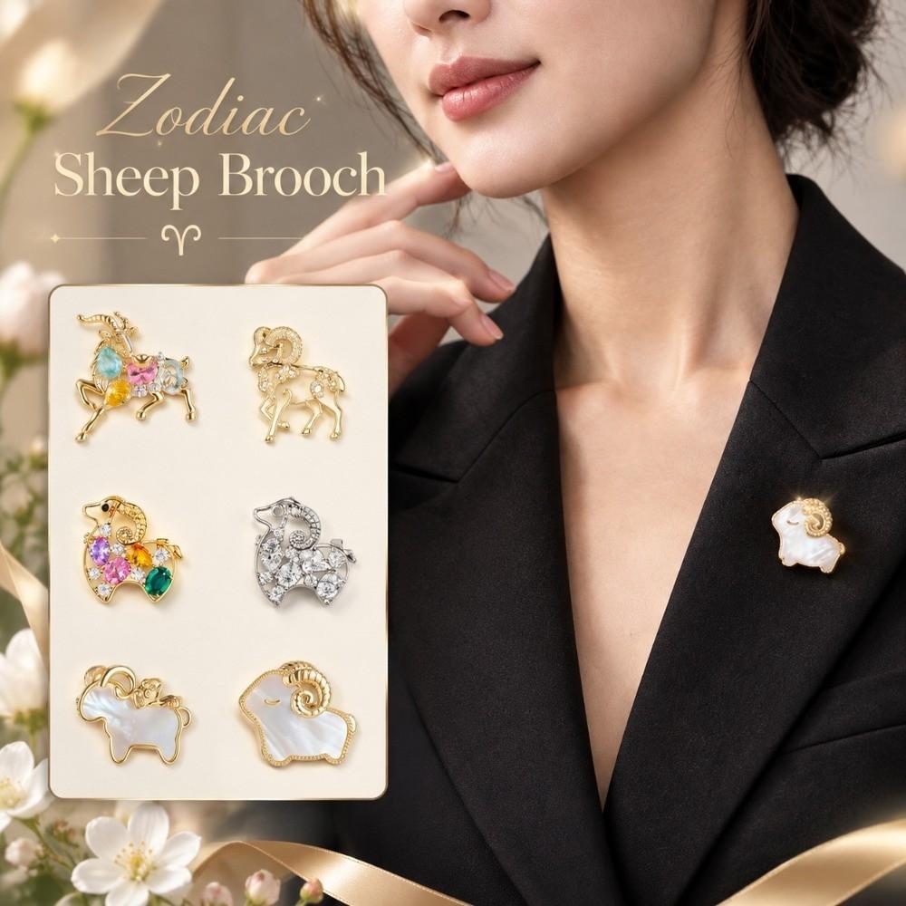Exquisite Metal Animal Lapel Pin Inlaid Rhinestone Zodiac Year Badge  Daily Outfit