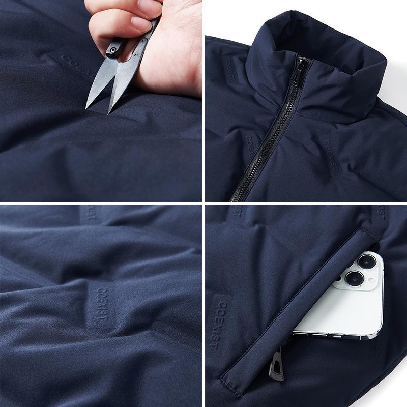 Бесшовный пуховый жилет Мужская толстая пуховая хлопковая куртка с воротником-стойкой Повседневный легкий жилет