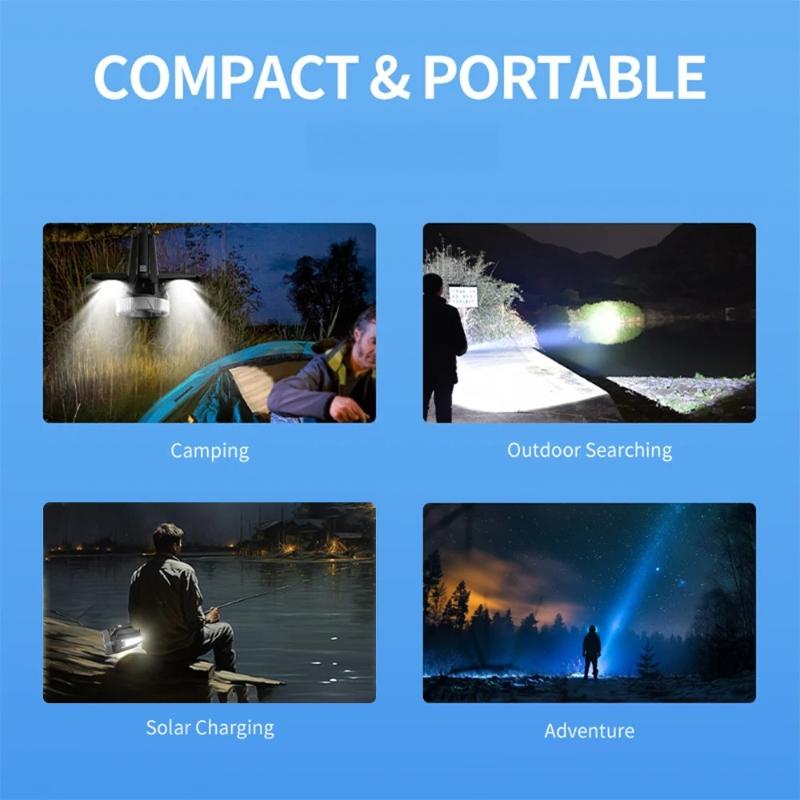 Strong Light Solar Charging Outdoor Ultra Bright Large Capacity Long-range LED Household Durable Patrol Mine Handheld Searchlight