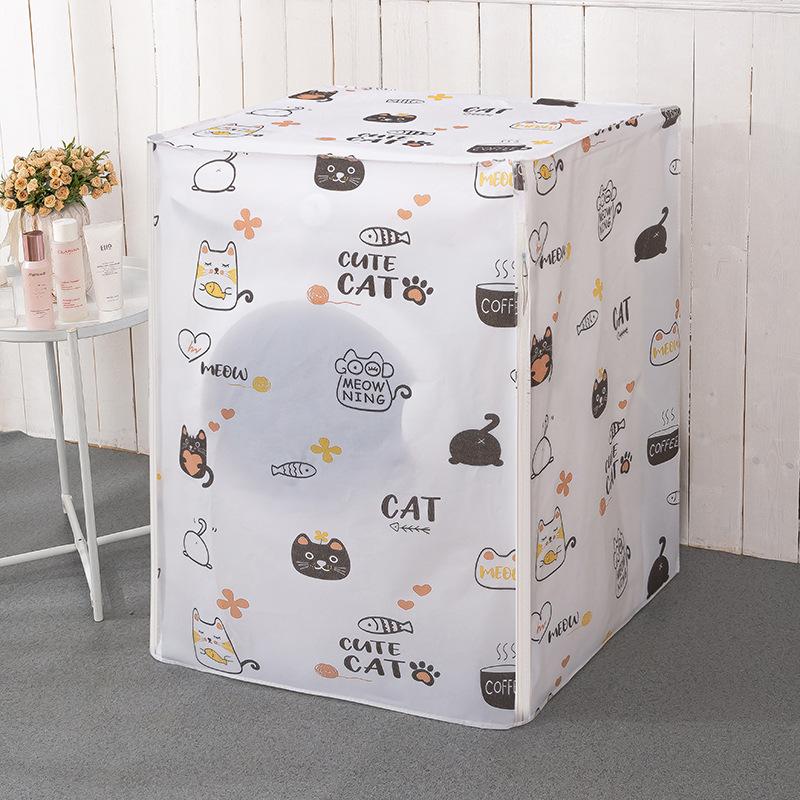PEVA Waterproof Washing Machine Dust Cover Translucent Cartoon Print Fully Wrapped Dust Cover Drum Washing Machine Dust Cover