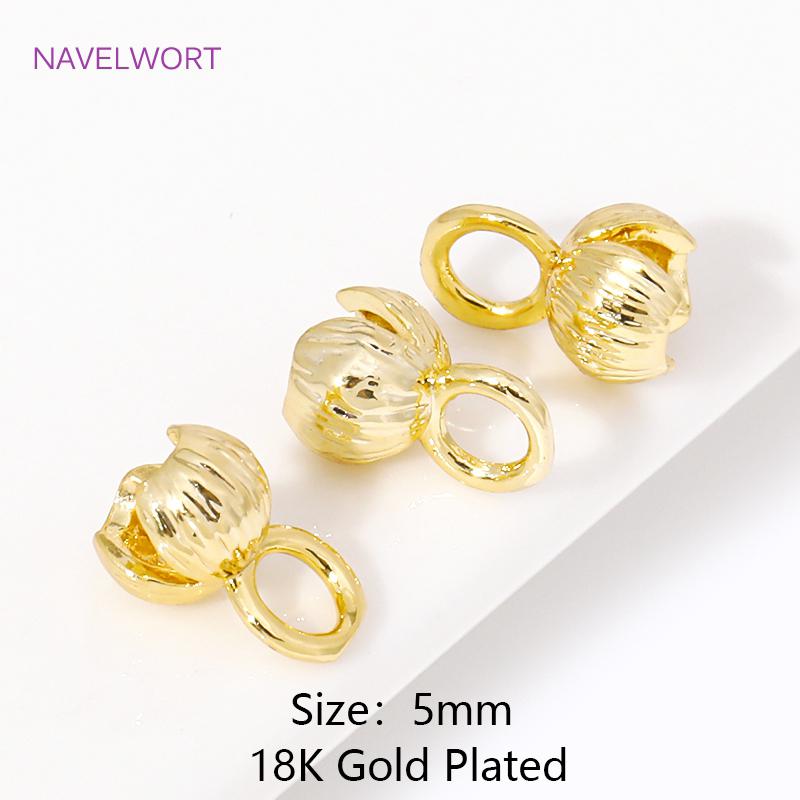 Латунные обжимные бусины с покрытием 18K золотом, наконечники для изготовления украшений, обжимные наконечники-ракушки, аксессуары для DIY браслетов