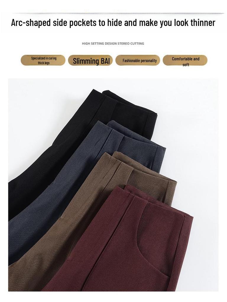 Ankola 2024 Women's High-Waist Wide-Leg Red Suit Pants for Autumn