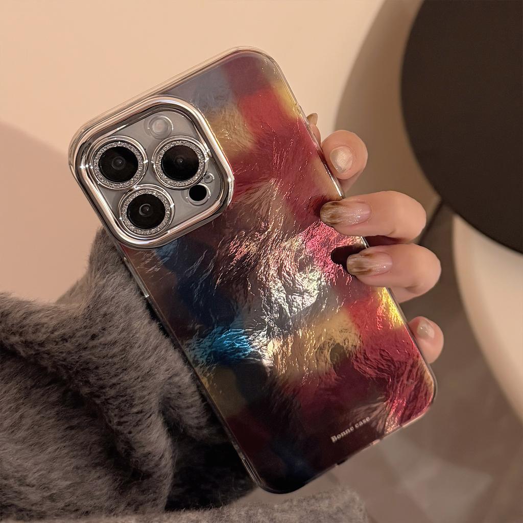 Checked Smudged Mobile Phone Case Suitable for 16 Apple 17 Promax Lens Film Iphone15 Retro Style 13 High End 12