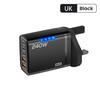 240 Вт GaN Быстрое Зарядное Устройство со Светодиодной Подсветкой 5 в 1 2 USB + 3 Type-C Многопортовое Зарядное Устройство для Телефона Для Серии iPhone 15-17 Samsung Huawei Xiaomi 15 4