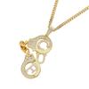 Custom Linked Ring Pendant Necklace Micro Pave CZ Hip Hop Mens Jewelry