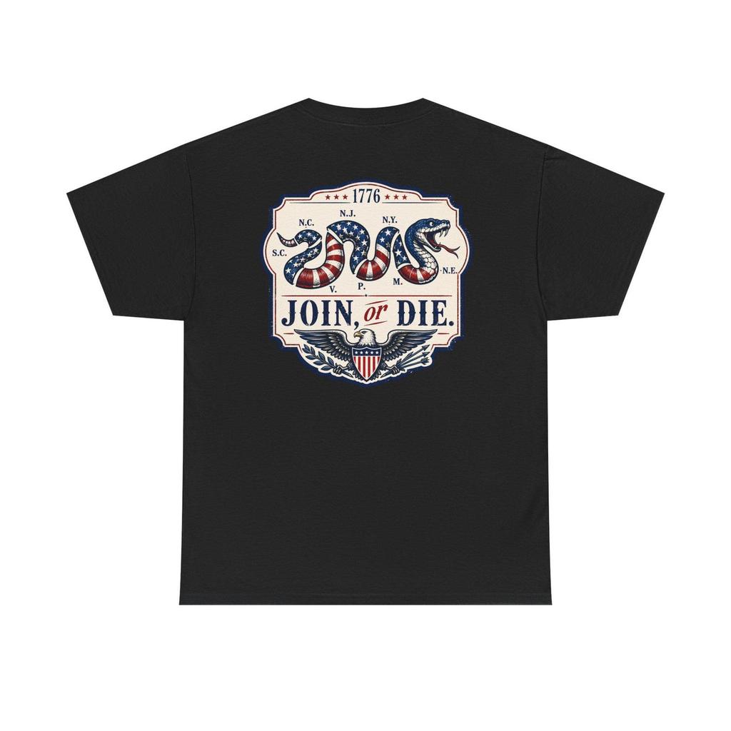 Join or Die Snake graphic Tee | Revolutionary 1776 Patriotic Americana