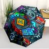 Geometry Dash Print Automatic Open Close Umbrella, Portable Foldable Umbrella, for Outdoor Commute Camping Trip, Ideal Birthday Gift