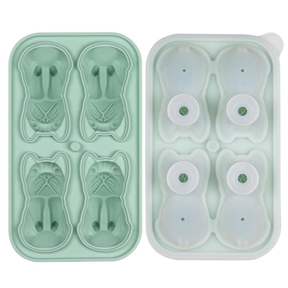 (Green) Bulldog Ice Cube Tray Bulldog Shaped Ice Cube Mold Silicone Ice Cube Tray