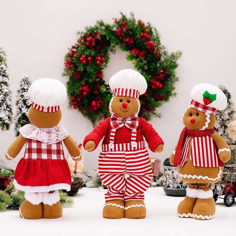 Adorable Gingerbread Man Chef Hat Doll With Stretchable Design For Christmas Home Decoration