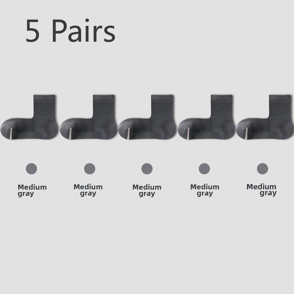 5 пар мужских летних антибактериальных носков без косточек длиной до середины икры в деловом стиле
