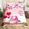 День святого Валентина King Пододеяльник Романтический комплект постельного белья Kawaii Парочка Гном Одеяло Чехол Розовые розы Сердца Полиэстер Одеяло Чехол