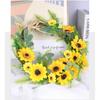 15.7inch Artificial Sunflower Wreath Yellow Flower Wreath for Front Door Wall Window Hanging Decor Front Door Farmhouse (Beige)