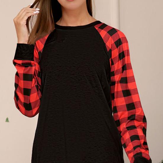 2 шт./компл. Комплект семейных пижам в тон, топ с круглым вырезом и длинными рукавами, клетчатые брюки, праздничный, для родителей и детей