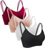 4 Pieces V Neck Cami Bra Bralettes For Women,Padded Seamless Bralette Straps Sleeping Bra With Elastic Straps