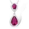 [R4180] - 'Sissi' Silver Ruby ​​silver Necklace (rhodium) - 22x9mm