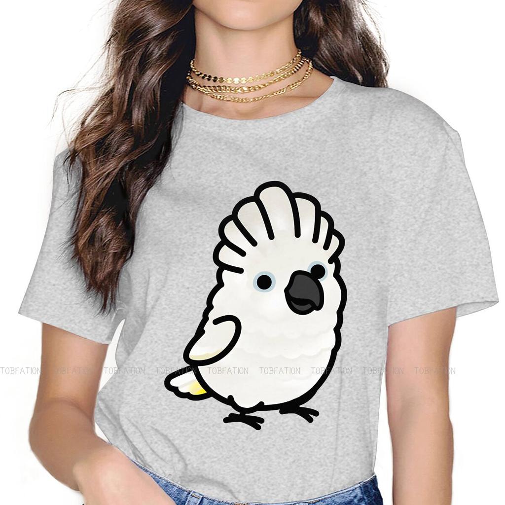 Chubby Umbrella Cockatoo Tshirt For Girls Parrot Tops Harajuku Ladies T Shirt Basic Graphic Oversized