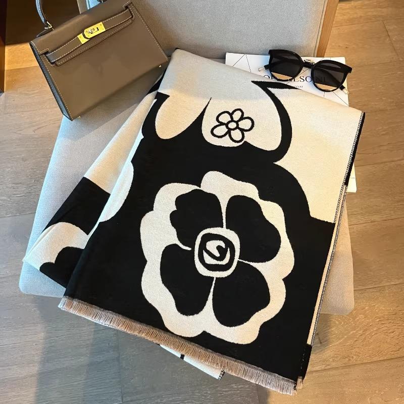 Warm Winter Scarf for Women Luxury Floral Pashmina Shawls Thick Cashmere Blanket Chunky Stoles Lady Elegant Poncho Bufanda