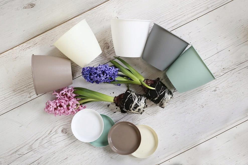 Round plastic flowerpot Azalea gray 19x176cm