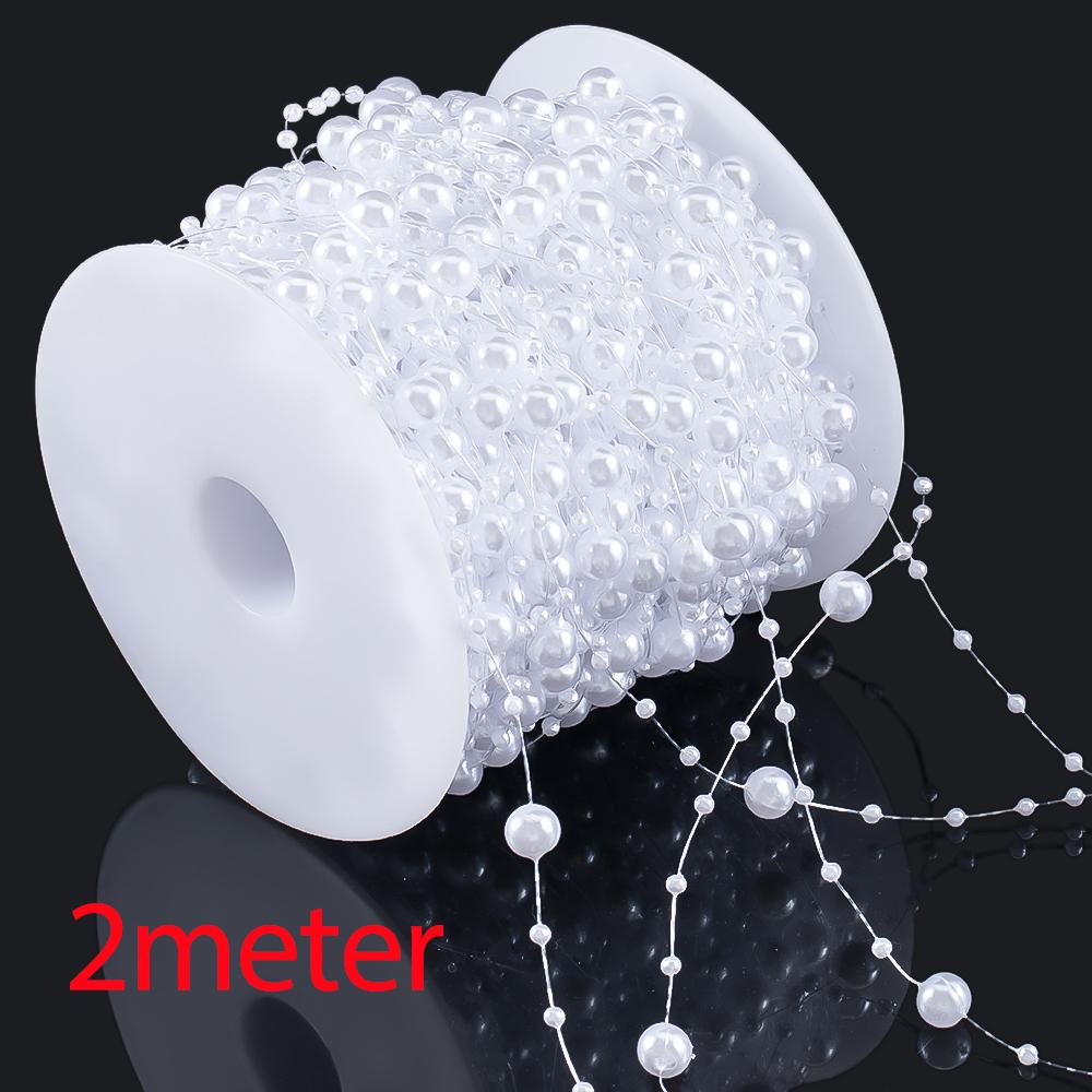 10M 2M ABS Imitation Pearl Star Bead Chain Line Cord Plastic Thread Trim DIY Wedding Party Decor Jewelry Findings Craft Material