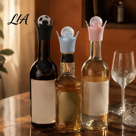 Sparkling Water Bottle Plugs Football-shaped Wine Stoppers, Silicone Champagne Savers, Leak-proof Sealer Stoppers for Beer Soda, Reusable