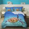 Комплект постельного белья с 3D-морской черепахой, Океанический комплект пододеяльника, Бирюзовый комплект пододеяльника в средиземноморском стиле, Двуспальный, Кинг-сайз, Полуторный размер, Украшение для спальни