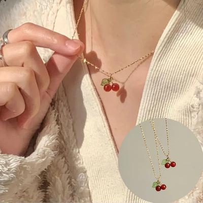 Роскошные аксессуары-цепочки на ключицу Женские украшения Вечернее колье Универсальное колье с подвеской в виде красной вишни Женский свет